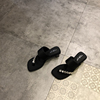 拖鞋女夏季韩版时尚性感水钻，布面绑带透气夹脚粗跟高跟凉拖鞋