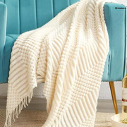 。编织毯子成品北欧纯色泡泡流苏，搭毯空调毯沙发，毯午睡毯办公室盖