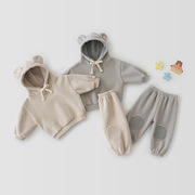 韩版男女宝宝春秋装套装，小童洋气休闲卫衣，长袖两件套婴儿衣服超萌