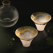 日式玻璃雪山富士山杯，清酒杯侘寂风茶杯，金箔烈白酒杯家用茶具