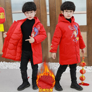 520男童棉服冬季中国风棉衣儿童喜庆唐装红色外套拜年服新年过