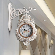 时尚双面挂钟客厅家用拐角，现代简约美式钟表北欧复古创意挂墙装饰