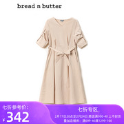 breadnbutter绑带知性，优雅系带春季气质收腰显瘦连衣裙