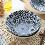 复古陶瓷面碗家用大号汤碗，创意沙拉碗拉面碗可微波