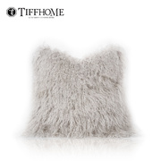 样板间现代北欧灰白滩羊毛设计师抱枕套沙发靠枕床头纯色靠垫定制