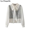 拉夏贝尔/La Chapelle假两件拼接法式小香风衬衫花边领衬衣女