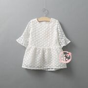 1-2-3岁女宝宝白色蕾丝长袖连衣裙，春秋儿童喇叭袖仙公主裙韩版裙