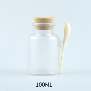 100g200300500mlabs磨砂，浴盐瓶塑料瓶实木盖木勺面膜粉膏霜盒