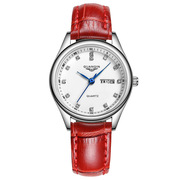 瑞士石英表钢带双士手表，钢带watch表，品牌冠琴男商务日历