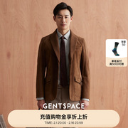 gentspace秋冬男士浅棕色羊皮革，商务休闲舒适皮西服西装外套