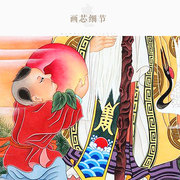 速发仙鹤寿仙图 寿星画像 中式复古祝寿贺寿卷轴挂画 绢布装