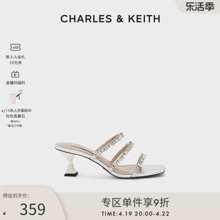 charles&keith春夏女鞋sl1-60920030-1女士，半宝石饰高跟凉鞋婚鞋