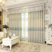 欧式窗帘遮光现代北欧简约卧室客厅绣花布料，窗纱成品高档奢华大气