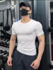 莱卡冰丝棉t恤肌肉男硬汉风紧身弹力短袖健身训练撸铁运动速干衣