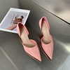 欧美性感粉色高跟鞋女细跟2023年法式中空小跟鞋尖头单鞋