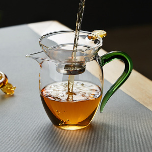 玻璃公道杯加厚分茶器单个透明公杯耐热茶海过滤泡茶杯带茶漏茶具
