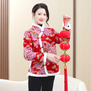 新年红色小棉袄短款女士，冬装加绒保暖棉服，外套新中式喜庆国风棉衣