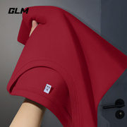 GLM红色短袖t恤女纯棉夏季多巴胺女装宽松大码体恤基础款上衣穿搭