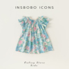 INSbobo女童夏季连衣裙花朵满印小女孩公主裙可爱小飞袖洋气