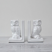 简约抽象后现代新古典陶瓷白色细纹猫头鹰书靠摆设家居书柜装饰品