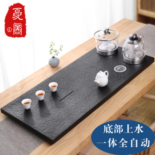 茶盘套装一体全自动上水烧水壶煮茶家用电磁炉石头茶具乌金石茶台