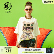 T.C.H/轻奢潮牌短袖T恤烫钻大嘴熊字母夏季商场同款T66C106165