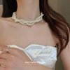 法式复古多层珍珠项链女时尚，个性气质贝珠颈链，麻花缠绕锁骨链