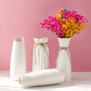 简约白色陶瓷花瓶水养创意北欧现代家居客厅餐厅插花干花装饰摆件