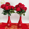 倾缘结婚陶瓷红色花瓶摆件一对带花婚庆用品女方陪嫁喜庆客厅玄关