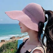 M1防晒遮阳大沿太阳凉帽防紫外线卷卷可折叠夏透气时尚草帽女