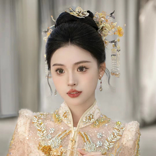 中式新娘头饰秀禾服简约减龄高端发簪发饰龙凤，褂晨袍汉服结婚饰品