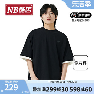 newbalancenb24男t恤夏季休闲圆领，假两件短袖amt42314