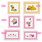 小小鱼dmc绣线十字绣套件，维尼小熊wn8-29粉色，小猪卡通动漫印花绣