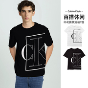 Calvin Klein/凯文克莱CK短袖T恤男士百搭圆领纯棉印花logo夏装男