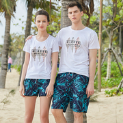 情侣装夏装2022泰国三亚旅游度假海边速干沙滩裤男女短袖短裤套装
