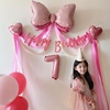 嫩粉色数字小气球纸，拉花彩带线，背景墙布置生日气球装饰女宝装扮