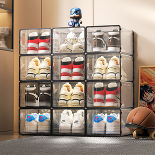 鞋盒收纳盒透明鞋架抽屉式硬，塑料鞋柜篮球鞋子，组合收纳神器省空间