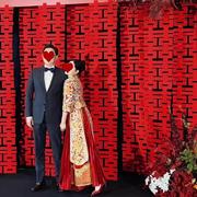婚房布置套装长条连喜婚庆喜字背景墙布婚礼结婚订婚拍照道具挂饰