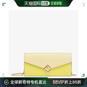 香港直邮潮奢 Fendi 芬迪 女士 FF Diamonds链条长款皮夹黄色皮夹