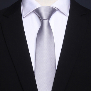 西服衬衫领带男士正装商务，8cm韩版黑色，条纹新郎结婚学生英伦灰色