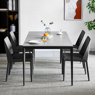 意式极简岩板餐桌家用小户型饭桌子长方形现代简约轻奢餐桌椅组合