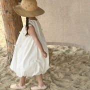 韩国童装女童连衣裙夏季儿童装时髦棉布无袖裙子女宝宝花苞背心裙