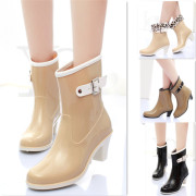 高跟雨鞋女时尚款外穿女夏雨靴(夏雨靴)韩国中筒水鞋防滑套鞋防水胶鞋水靴
