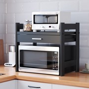 厨房微波炉置物架子带抽屉烤箱收纳可伸缩家用双层台面多功能橱柜