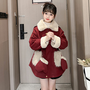 新中式中长款派克服加绒加厚皮衣棉衣外套女生韩版洋气保暖棉衣潮
