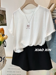 韩国简约小字母印花薄款短袖t恤