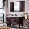 美式橡木浴室柜组合落地式洗手台，面盆柜实木镜柜洗漱台卫生间
