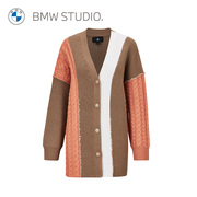 BMW Studio宝马女装针织开衫春夏中长款毛衣外套女宽松线衣外穿