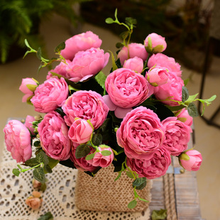 欧式仿真牡丹花束玫瑰花，客厅茶几餐桌，装饰干花假花绢花插花艺套装