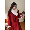 深冬装搭配一整套富家千金小香风，套装秋冬女红色上衣半身裙两件套
